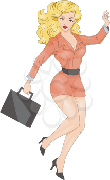 Royalty Free Clipart Image of a Pin-Up Businesswoman