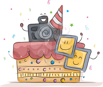 Royalty Free Clipart Image of a Photography Themed Cake