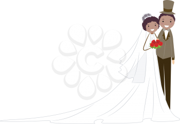 Royalty Free Clipart Image of an African American Bridal Couple