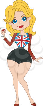 Royalty Free Clipart Image of a British Pin-Up Girl