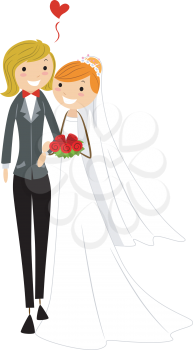 Royalty Free Clipart Image of a Lesbian Couple