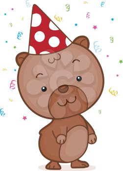 Royalty Free Clipart Image of a Hamster Wearing a Party Hat