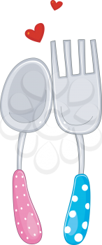 Royalty Free Clipart Image of a Spoon and Fork