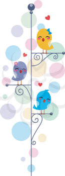 Royalty Free Clipart Image of Birds on Perches