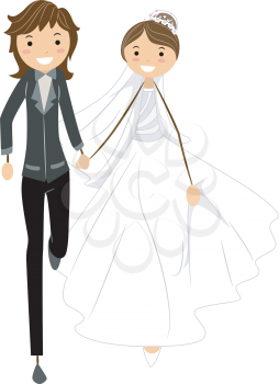 Royalty Free Clipart Image of a Running Lesbian Couple