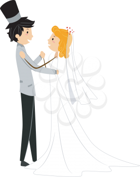 Royalty Free Clipart Image of a Bridal Couple Dancing