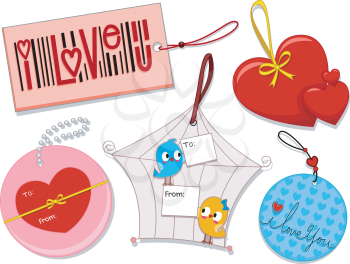 Royalty Free Clipart Image of Tags With a Valentine Theme
