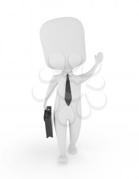 3D Illustration of a Businessman Walking and Waving