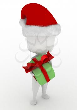 3D Illustration of a Man Giving a Christmas Gift