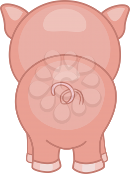 Illustration of a Pig with its Back Turned