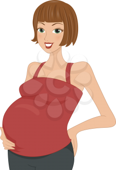 Illustration of a Pregnant Woman Holding Her Belly
