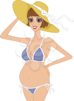 Illustration of a Pregnant Woman Wearing a Swimsuit
