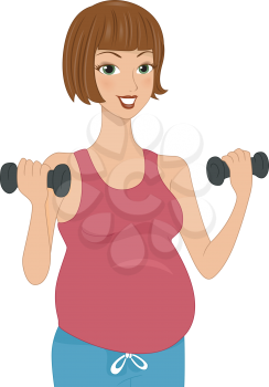 Illustration of a Pregnant Woman Working Out