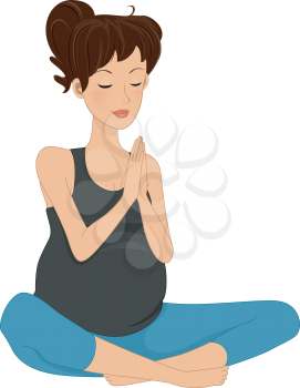 Illustration of a Pregnant Woman Doing Yoga