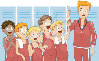 Illustration of Kids Cheering for Their Team