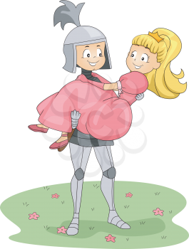 Illustration of a Knight Carrying a Princess