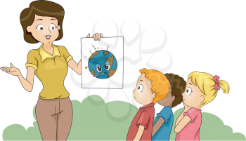 Illustration of a Teacher Discussing Environmental Awareness