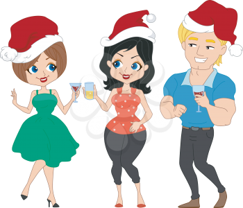 Illustration of a Christmas Party with a Pinup Theme