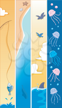 Banner Illustration Featuring Different Animals in the Sea