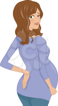 Illustration of a Pregnant Woman Having Back Pains