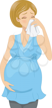 Illustration of a Sick Pregnant Woman