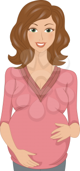 Illustration of a Pregnant Woman Holding Her Tummy