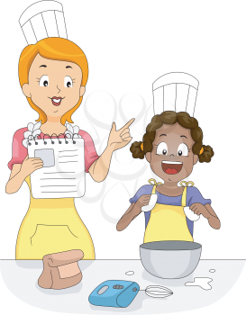 Illustration of a Kid Learning How to Mix Eggs
