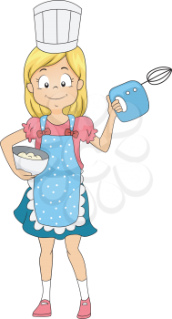 Illustration of a Kid Holding a Mixer