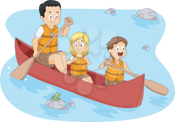 Illustration of Campers Boating