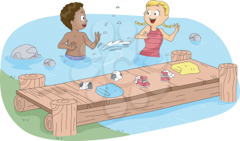 Illustration of Kids Swimming