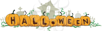Illustration of Pumpkins Forming the Word Halloween