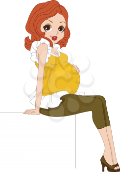 Illustration of a Pregnant Pinup Girl