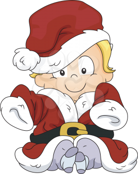 Illustration of a Baby Dressed as Santa Claus