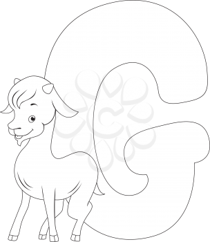 Coloring Page Illustration Featuring a Goat