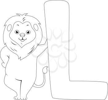 Coloring Page Illustration Featuring a Lion