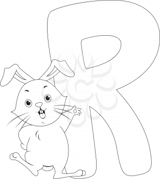 Coloring Page Illustration Featuring a Rabbit