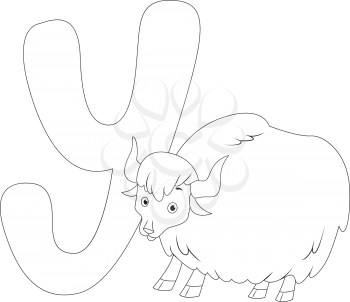 Coloring Page Illustration Featuring a Yak