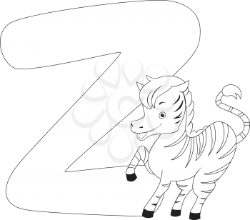 Coloring Page Illustration Featuring a Zebra