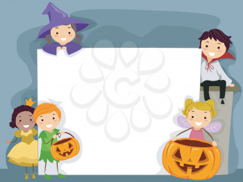 Illustration of Kids Dressed in Halloween Costumes