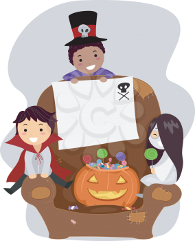 Illustration of Kids Dressed in Halloween Costumes
