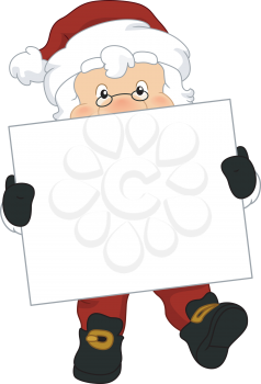 Illustration of Santa Claus Holding a Board