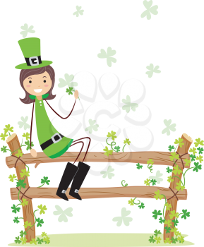 Illustration of a Girl Wearing a St. Patrick's Day Costume