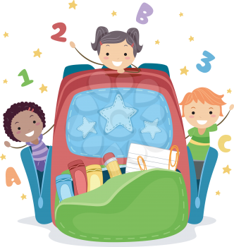 Illustration of Kids Playing in a Giant Bag