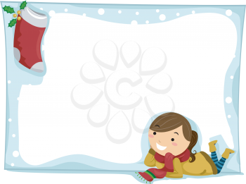 Illustration of a Girl Staring at a Christmas Stocking