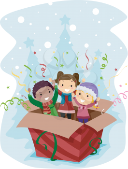 Illustration of Kids Springing Out of a Box