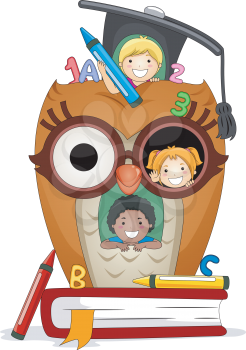 Illustration of Kids Playing in an Owl House