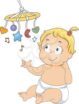 Illustration of a Baby Playing with a Musical Toy