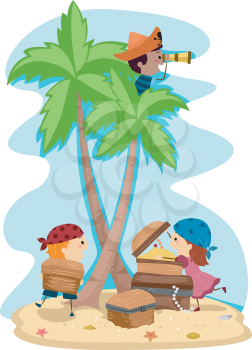 Illustration of Kids Dressed Up as Pirates