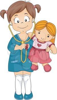 Illustration of a Kid Playing the Role of a Doctor