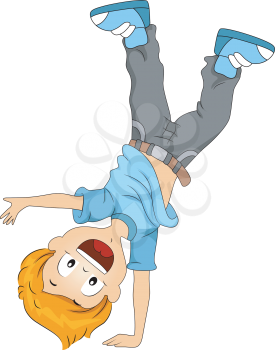 Illustration of a Kid Doing a Cartwheel